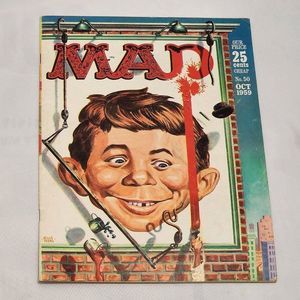 October 1959 MAD MAGAZINE #50 ALFRED WATCHING A DISASTER! cover. VG Collector‎